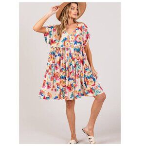 NWT, Sage + Fig Floral Button Front Dress with Pockets